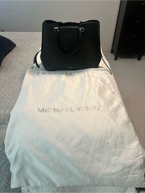 Michael Kors Black Leather Tote with Top Handles